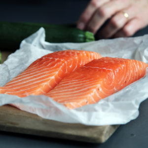 Farmed salmon fillets