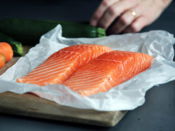 Farmed salmon fillets