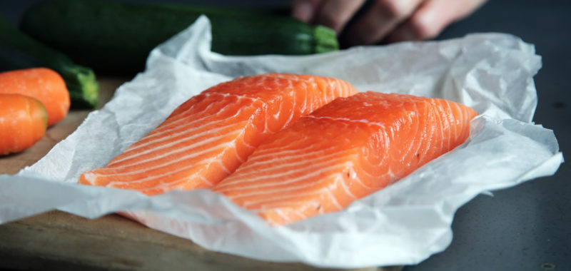 Farmed salmon fillets